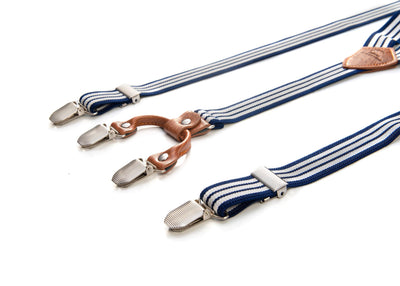 Blau gestreifte Hosenträger mit Clips