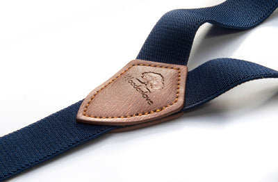 Blaue Hosenträger mit Logo Woodenlove