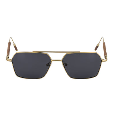 Sonnenbrille aus Walnussholz und Titaniumgestell mit Federscharnieren und UV400